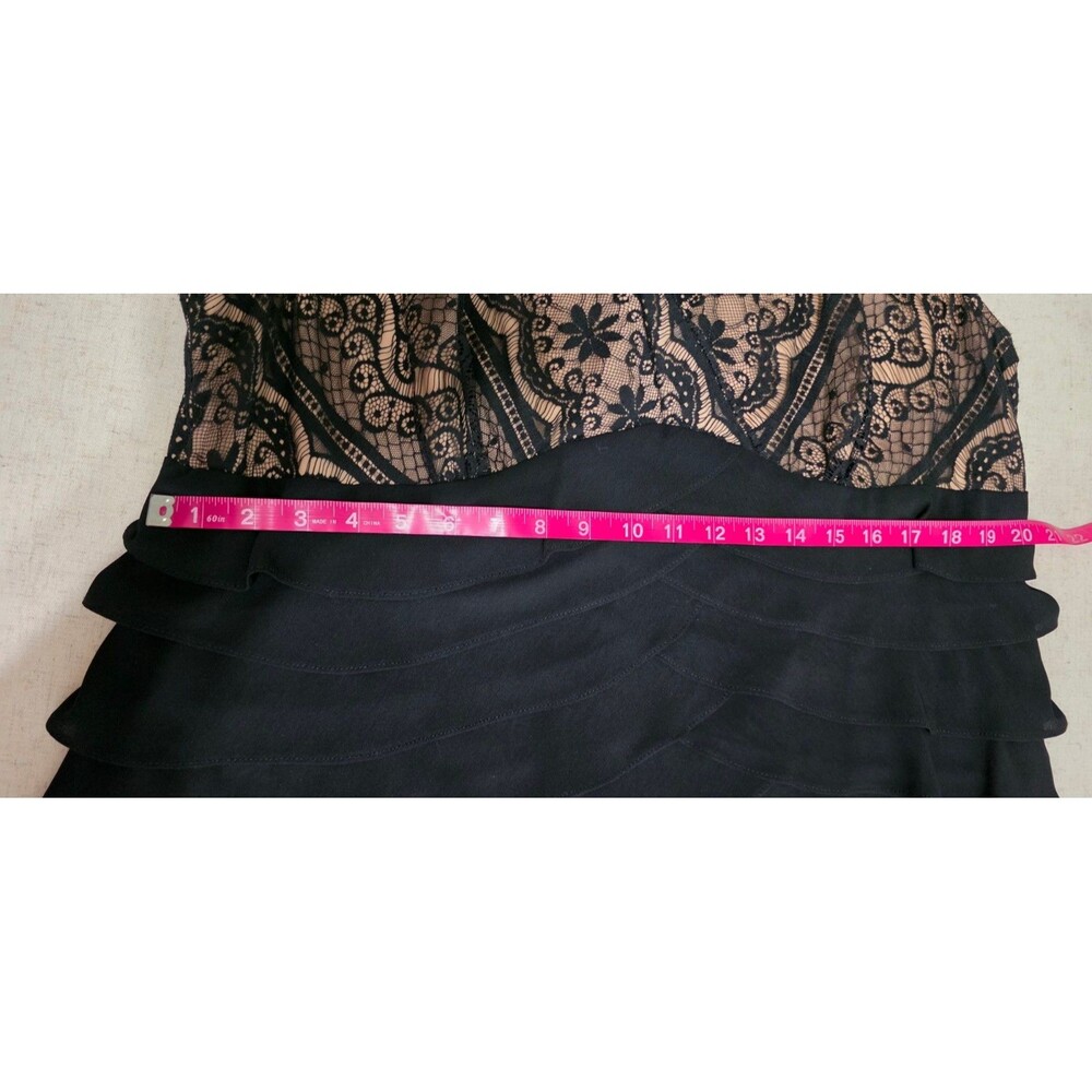 Adrianna Papell 20W Black Nude Lace Tiered Ruffle Maxi Formal Evening Gown Plus - Picture 7 of 10